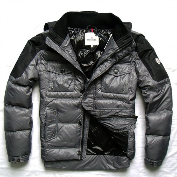 Moncler Nero Mock Collar Zipper Uomo E Slash Giacche uscita